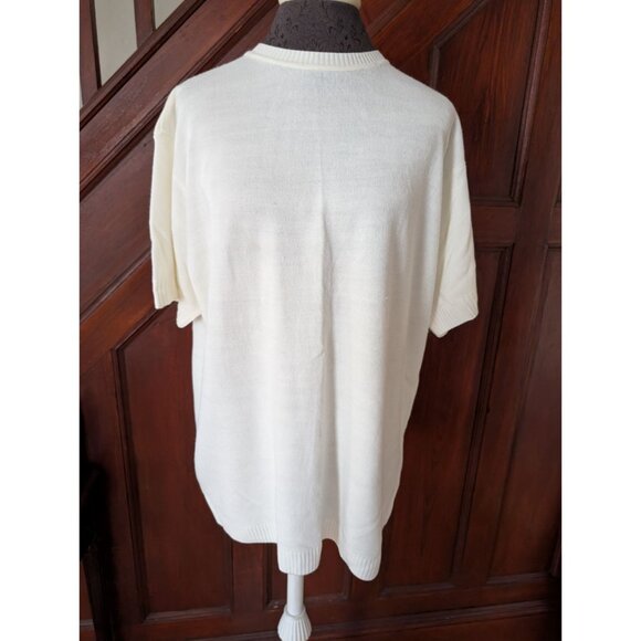 Vintage Heirloom Collectibles White Short-Sleeve Sweater 2X Acrylic Plus Size - Picture 1 of 7